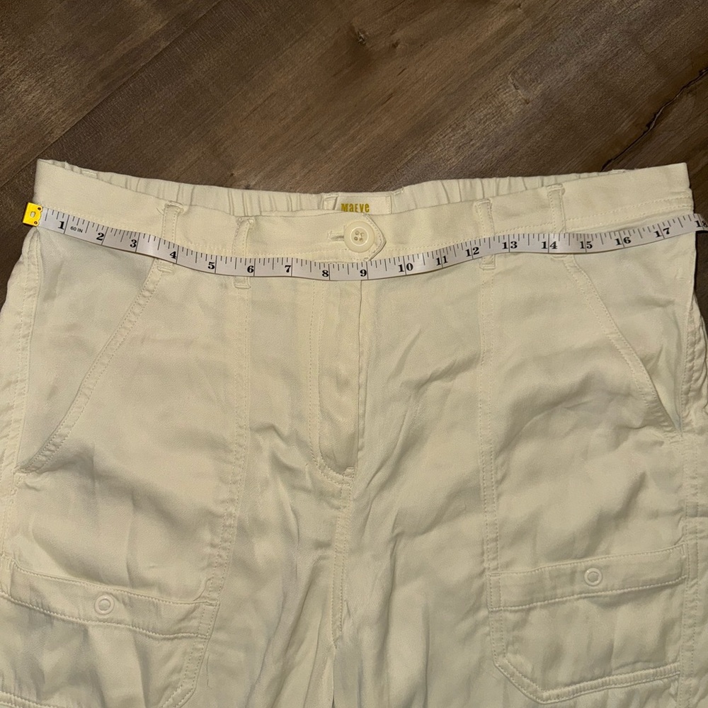 Anthropologie Cream Satin Utility trousers. Super soft, zero flaws. EUC - Picture 9 of 12